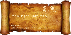 Reininger Márta névjegykártya